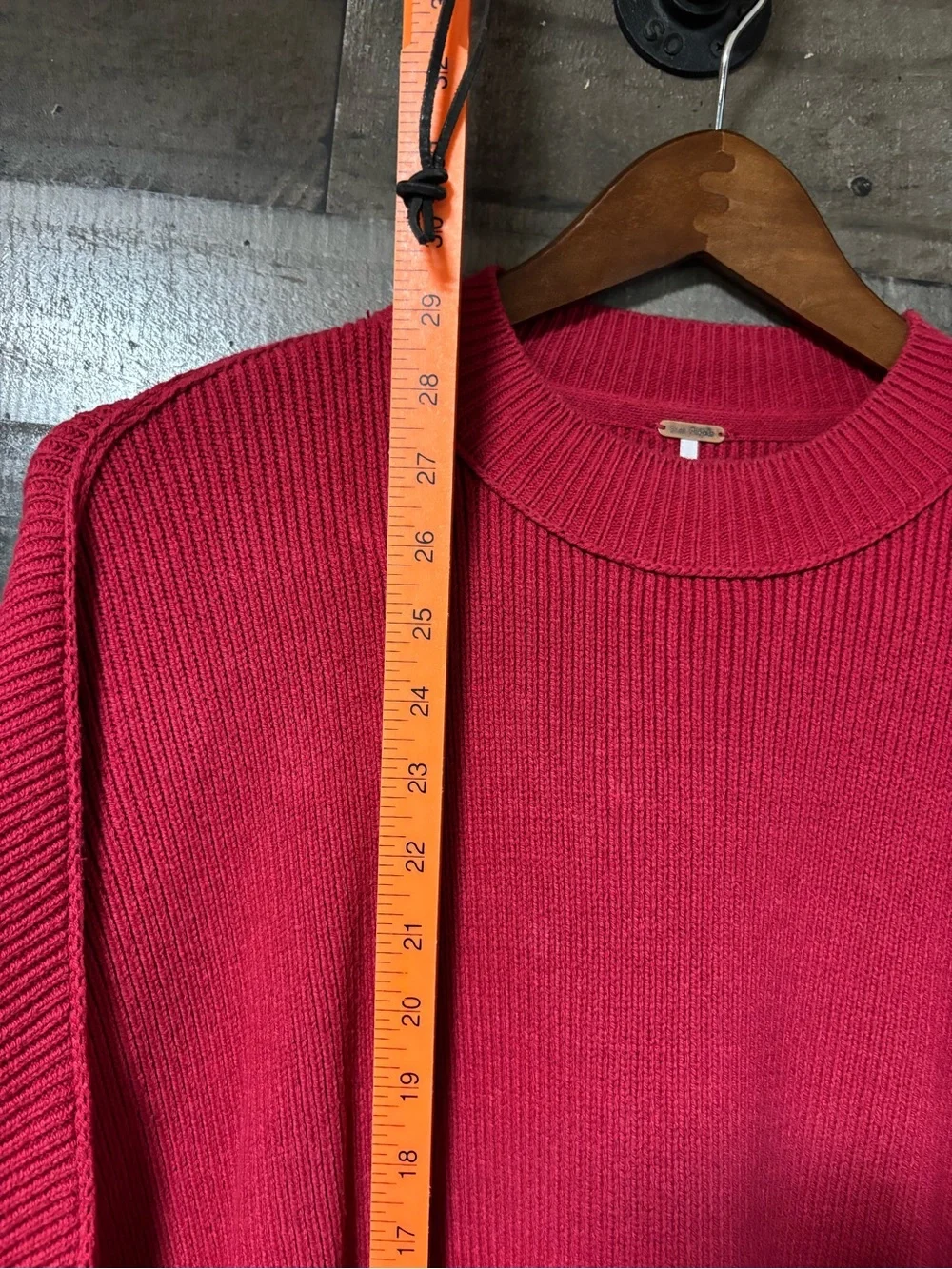 Free People Burgandy Crew Neck Oversized Sweater Small